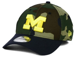 Michigan Wolverines Men's New Era 39THIRTY NCAA Woodland Camo Flex Fit Hat Cap - Picture 1 of 7