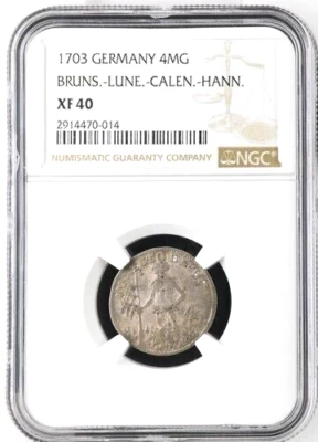 1703 German States Brunswick Luneburg Calenberg Hannover 4 Mariengroschen NGC 40 - Image 1 of 2