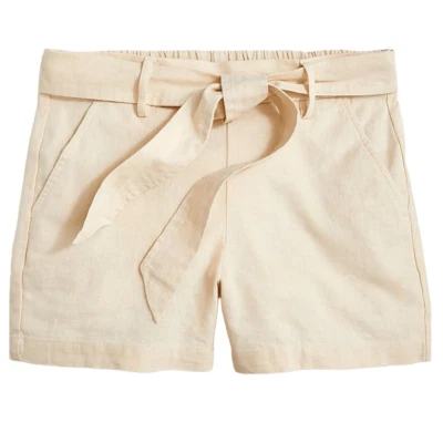 J. Corbata corta cintura marfil Crew lino mezcla algodón talla 10 Foto 1 de 4