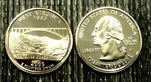 2005 P D S WEST VIRGINIA State Quarters SATIN FINISH From Proof & Mint Sets - Picture 1 of 4