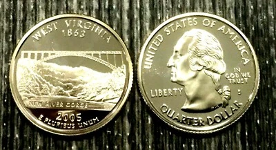 2005  P D S WEST VIRGINIA State Quarters SATIN FINISH From Proof & Mint Sets - Image 1 of 4