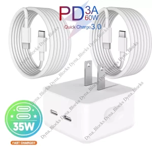 35W Fast Wall Charger Brick USB C Type C Cable For Android iPhone 15 16 Pro Max - Picture 1 of 14