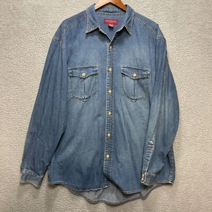 BANANA REPUBLIC Mens Denim Shirt Large Western Button Up Cotton Long Sleeve - Picture 1 of 7