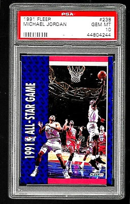 Tarjeta de baloncesto Fleer 1991 #238 Hof Michael Jordan PSA 10 gemas como nueva Chicago Bulls Foto 1 de 4