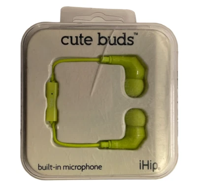 iHip Cute Buds Earbuds w/ Built-in Microphone / Pause Play - Green - Image 1 of 4