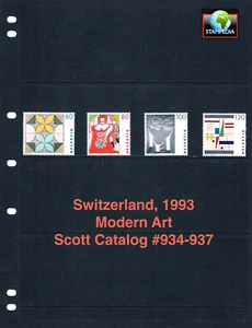 1/3 di sconto $7,55 valore Scott - 1993 SVIZZERA dipinti arte moderna CV MNH NH UMM - Foto 1 di 4