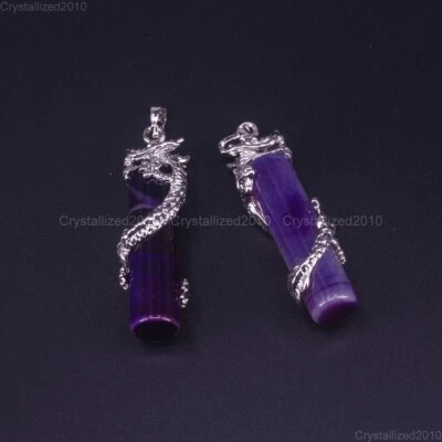 Collares colgantes de cuentas curativas de chakra Reiki columna dragón piedras preciosas naturales 18 k Foto 1 de 4