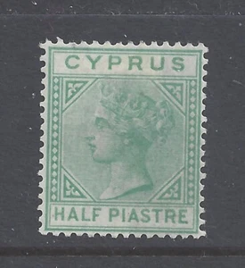 CYPRUS QV 1881 ½pi. EMERALD-GREEN WMK CROWN CC MINT HINGED SG 11 - Picture 1 of 2