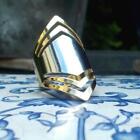 18Ct Gold Plated Art Deco Style Ring With Rhodium