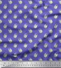 Soimoi Purple Cotton Poplin Fabric Stripe & Alarm Clock Vintage-I3n