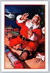 Santa Claus Trains Toys Coke Coca Cola Christmas Sundblom Life PostCard - M1 - Picture 1 of 2