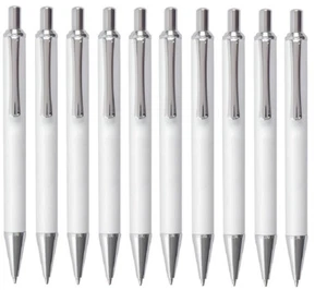Cosmopolitan Retractable Ballpoint Pen Gloss White with Chrome Black Ink 10 Pack - Picture 1 of 3