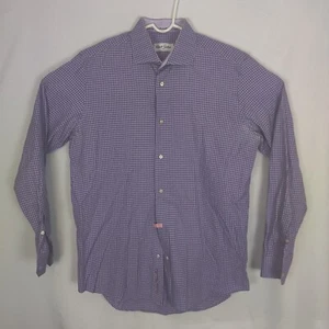 Robert Graham Men Button Down Shirt 16.5 Large Plaid Purple Long Sleeve - Picture 1 of 11