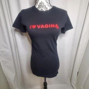 Camiseta mediana ajustada negra I Love Vagina ILV - Imagen 1 de 7
