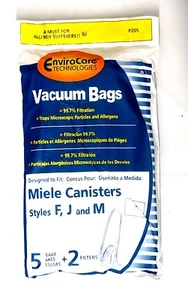 envirocare 5 Miele FJM Micro Allergen filtration Vacuum cloth Bags & 2 Filters  - Picture 1 of 2