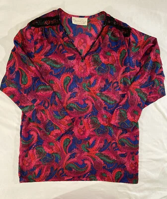 Vestido túnica vintage Oscar De La Renta para remolino multicolor rosa cachemira mediana M Foto 1 de 4