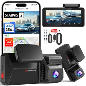 REDTIGER F77 V2 STARVIS 2 IMX678,Dual Dash Cam 4K+4K with 256GB eMMC,5.8GHz WiFi - Picture 1 of 8