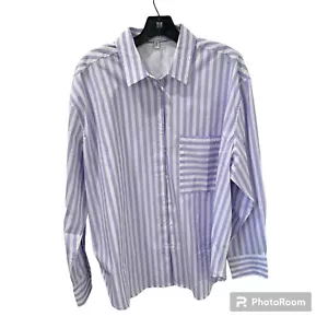 Camicia a righe AYR The Deep End taglia XL viola bianca classica blusa con bottoni - Foto 1 di 13