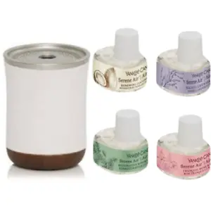 YANKEE CANDLE PORTABLE ULTRASONIC SERENE AIR DIFFUSER KIT WITH 4 AROMA OILS - Picture 1 of 3