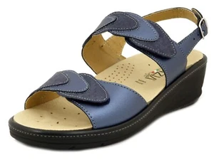 Sandali Donna Blu con Strap Ortopedici Plantare Estraibile CINZIA SOFT - Picture 1 of 5