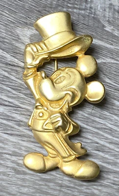 Broche Pin Dorado Mickey Mouse Pinback Walt Disney Sombrero Mago Joyería (MM) Foto 1 de 3