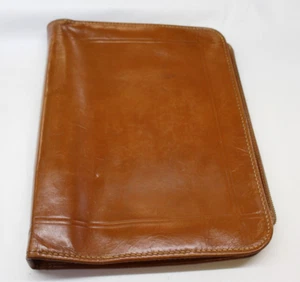 Vintage Brown Cowhide Leather Full Zip 2 Ring Binder Organizer by DOPP 686-1 - Picture 1 of 8
