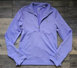 Womens ADIDAS Quarter Zip Pullover Jacket Climalite Small Purple Active Running - Picture 1 of 7