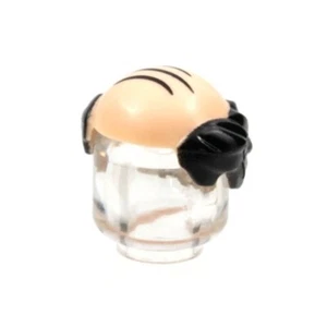 LEGO - Minifig, Hair Male Bald Top with Black Short Hair and Combover Lines - Picture 1 of 1