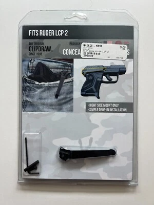 Clipdraw para Ruger LCP2 380 22 Clip de cinturón Oculto Llevar Cintura Negra LCP2-B Foto 1 de 4