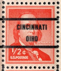 US 1030 (1954) 1/2c MNH-{BEP} CINCINNATI, OHIO error "OIHO" Misspelled-sht of 50 - Picture 1 of 12