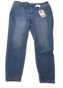 Women WAX Jeans Comfy Knit Denim High Rise Ankle Skinny Jeans Size 20 Mid Wash - Picture 1 of 6