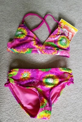 Niñas Tie Dye Bikini Traje de Baño Traje de Baño ROSA 7 Nuevo con etiquetas  Foto 1 de 4