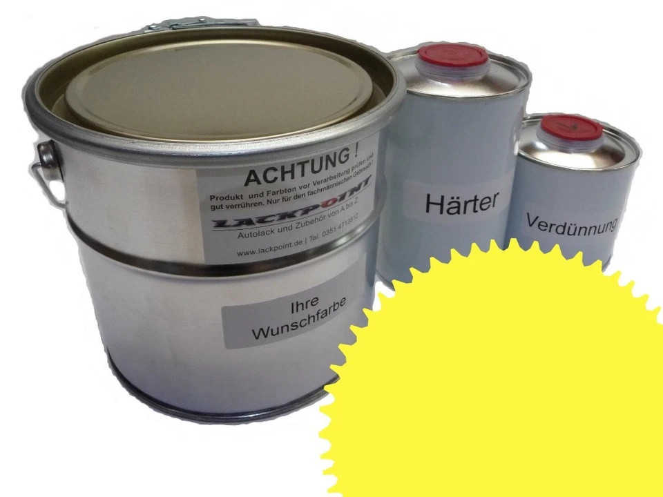 3,5 Liter Set 2K Autolack RAL 1016 Schwefelgelb Acryl Glänzend Lackpoint UNI ! - Bild 1 von 1