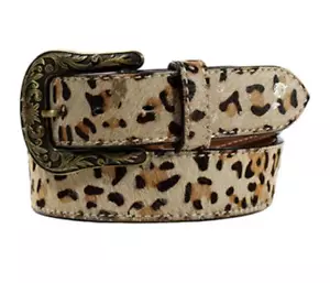 Angel Ranch Western Womens Belt Leather Cheetah Foil Calf Hair Brown D140004102 - Picture 1 of 1