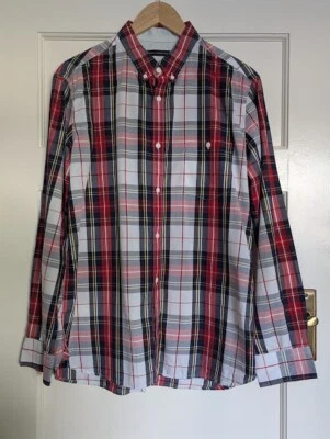 Men's French Connection Plaid Check Long Sleeve Cotton Shirt Lge Button Collar - Image 1 of 4