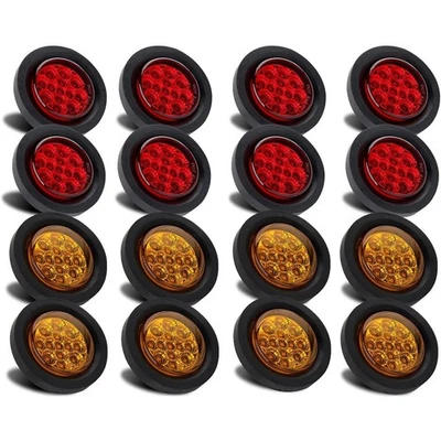 Luces LED redondas de 2,5" pulgadas 13 reflectores LED, 8 ámbar + 8 rojo  Foto 1 de 4