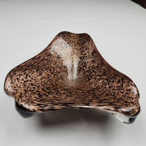 Vintage Murano Fratelli Toso Glass Bowl Copper Aventurine Triangle Freeform MCM - Picture 1 of 13