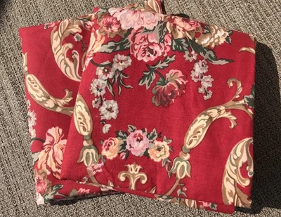 DIFÍCIL DE ENCONTRAR RALPH LAUREN MARSELLA ROJO FLORAL VARILLA BOLSILLO CORTINAS Foto 1 de 3