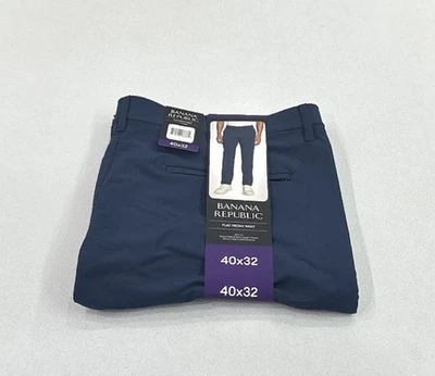Banana Republic Men's Slim Fit Flat Front Pants, Blue, Size 40x32 - Image 1 of 4