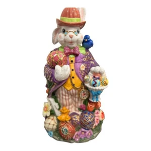 Oversized RADKO 2003 DAPPER HARE COOKIE JAR CENTERPIECE FABERGE EGGS BUNNY - Picture 1 of 6