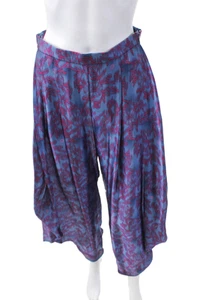 Pantalones Giorgio Armani Mujer Cremallera Lateral Tiro Alto Floral Seda Azul Rosa IT 40 - Imagen 1 de 5