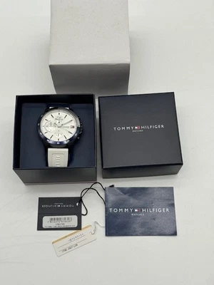 NUEVO TOMMY HILFIGER Bank 1791723 Esfera Blanca Reloj Hombre Batería Nueva Foto 1 de 4