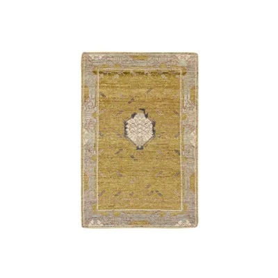 2'1"x3'2" Golden Yellow Pinecone Design 100% Wool Hand Knotted Rug G75694 - Image 1 of 4