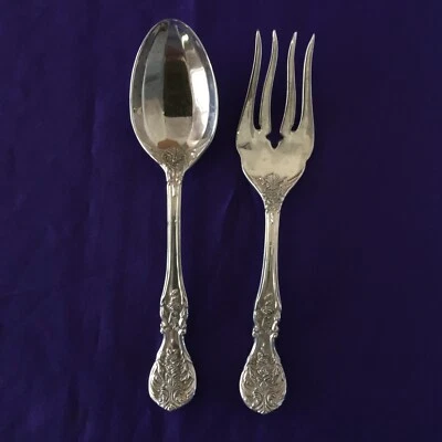 Tenedor y cuchara para servir plato esterlina French Rose 1996 de F B Rogers China Foto 1 de 4