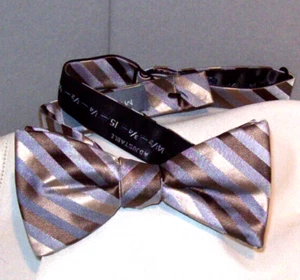 Pre-Tied MADISON Brown & Gray Polyester Adjustable 2-1/4" Bow Tie bt-39 - Picture 1 of 2