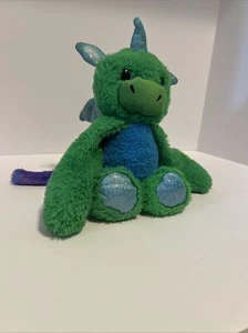Fluffy Tale Green Dragon Plush Adventure Planet 10in Rainbow Tail Blue Wings - Picture 1 of 9