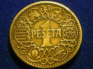 España 1944 PESETA "Emisión de un año" FECHA CLAVE - GOBIERNO NACIONALISTA. - AU/BU - Imagen 1 de 2