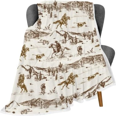 Mantas Vaqueras del Oeste, Franela Vintage Salvaje Oeste Cálidas 50X60,  Foto 1 de 4