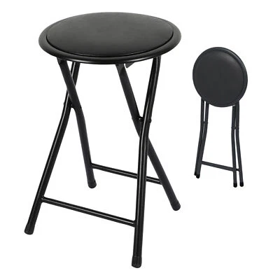 Metall Klapp Hocker rund schwarz - 45 x 30 cm - Falt Sitz Gäste Stuhl klappbar - Bild 1 von 4