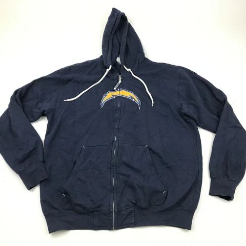NFL San Diego Chargers Sweater Hoodie Size Medium M Blue Full Zip Long Sleeve Cover